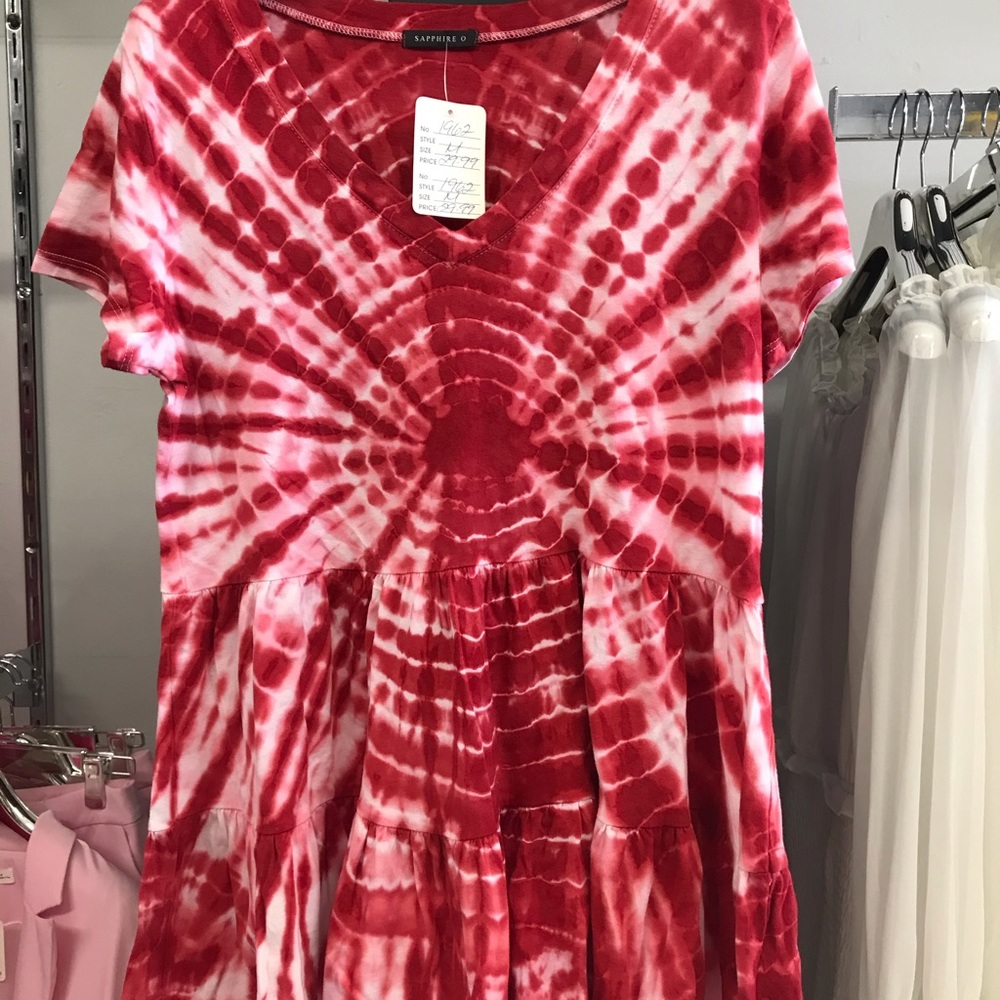 Red & White Tye Dye Top